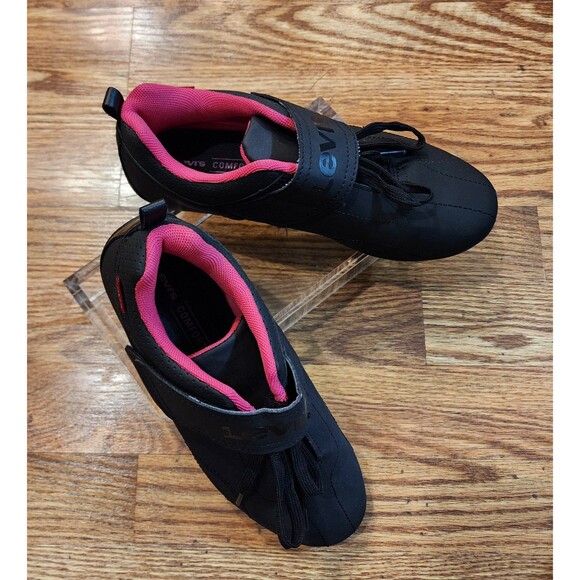 NWOT Women's Size 6.5 Levi’s Zeta UL Sneakers Black with Hot Pink Shoes - Picture 2 of 12